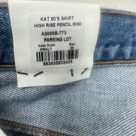 New Agolde Kat 80s Denim Mini Skirt 25 In Parking Lot Blue High Rise Y2K Retro - Picture 10 of 14